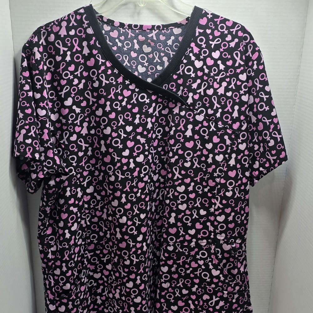 Stylish Women's Breast Cancer Awareness Scrub Top